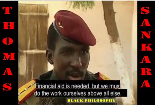 Image of Captain Thomas Sankara dressed in a red beret with a starand military fatigues. The subtitles on the screen read 