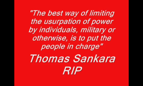 A quote of Thomas Sankara which reads, 